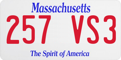 MA license plate 257VS3