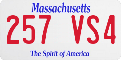 MA license plate 257VS4