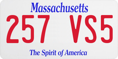 MA license plate 257VS5