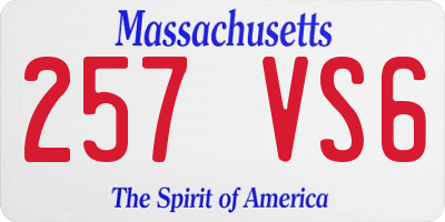 MA license plate 257VS6
