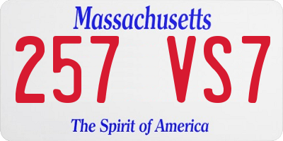 MA license plate 257VS7