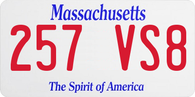 MA license plate 257VS8