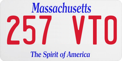 MA license plate 257VT0