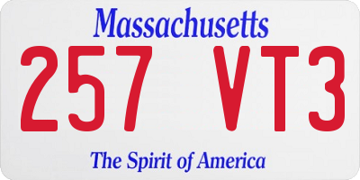 MA license plate 257VT3