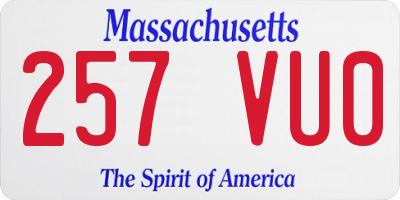 MA license plate 257VU0