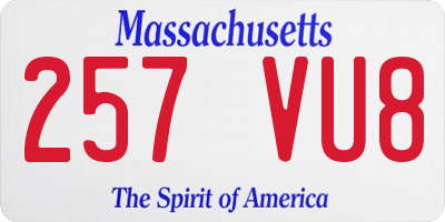 MA license plate 257VU8