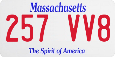 MA license plate 257VV8