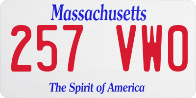 MA license plate 257VW0