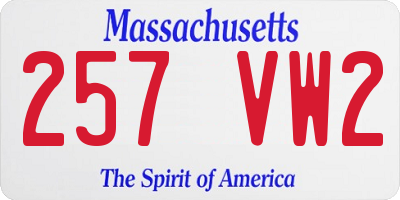 MA license plate 257VW2