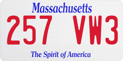 MA license plate 257VW3
