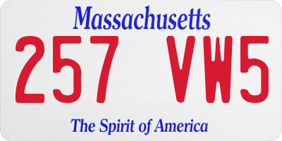 MA license plate 257VW5