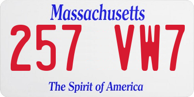 MA license plate 257VW7