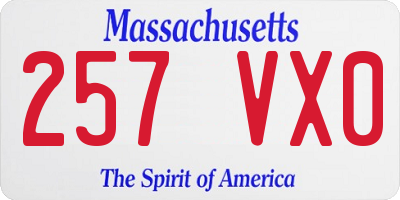 MA license plate 257VX0