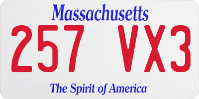MA license plate 257VX3