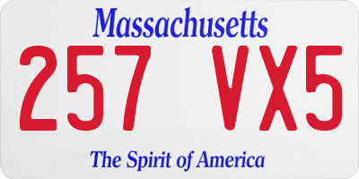 MA license plate 257VX5