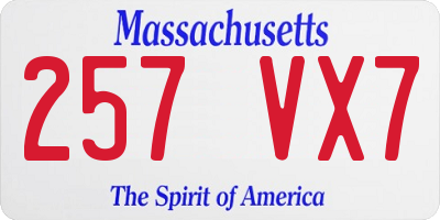 MA license plate 257VX7