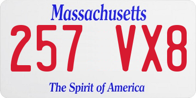 MA license plate 257VX8