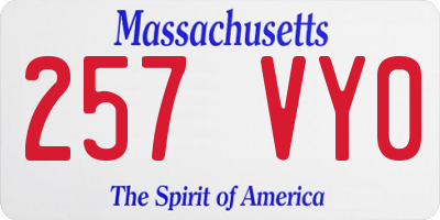 MA license plate 257VY0