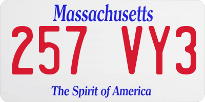 MA license plate 257VY3