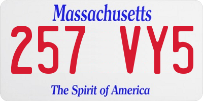 MA license plate 257VY5