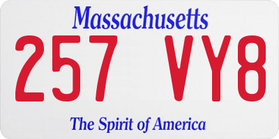 MA license plate 257VY8