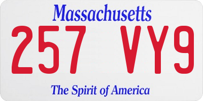 MA license plate 257VY9