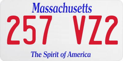 MA license plate 257VZ2