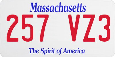 MA license plate 257VZ3