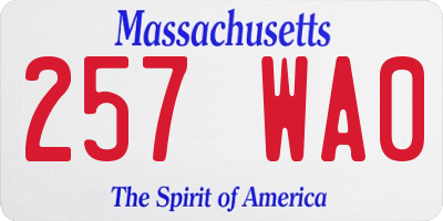 MA license plate 257WA0