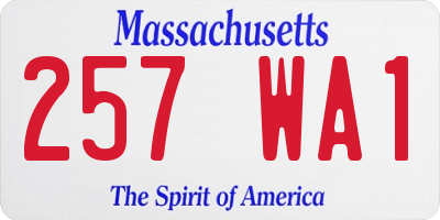 MA license plate 257WA1