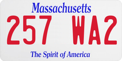 MA license plate 257WA2