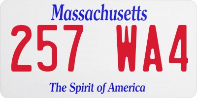 MA license plate 257WA4