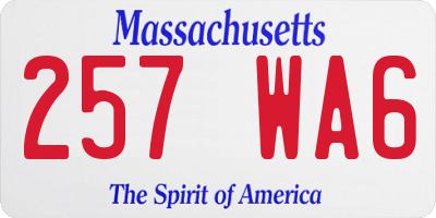 MA license plate 257WA6
