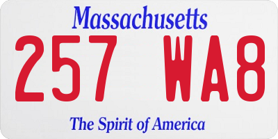 MA license plate 257WA8