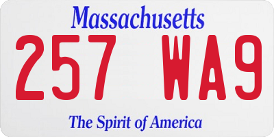 MA license plate 257WA9