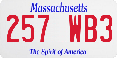 MA license plate 257WB3