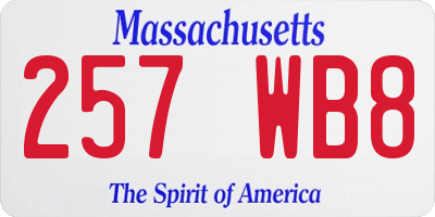 MA license plate 257WB8