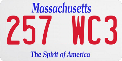 MA license plate 257WC3