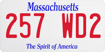 MA license plate 257WD2