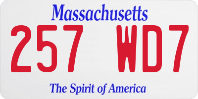 MA license plate 257WD7