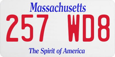 MA license plate 257WD8