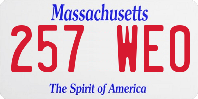 MA license plate 257WE0