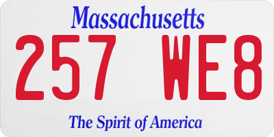 MA license plate 257WE8