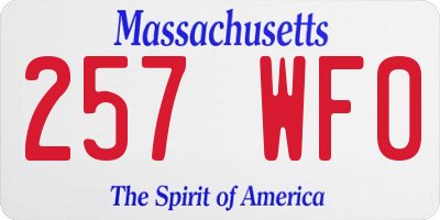 MA license plate 257WF0