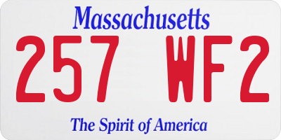 MA license plate 257WF2