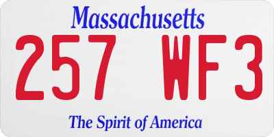 MA license plate 257WF3