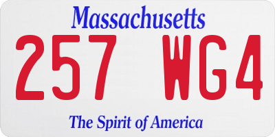 MA license plate 257WG4