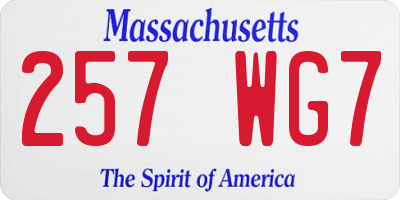 MA license plate 257WG7
