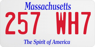 MA license plate 257WH7
