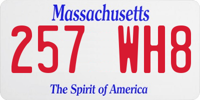 MA license plate 257WH8